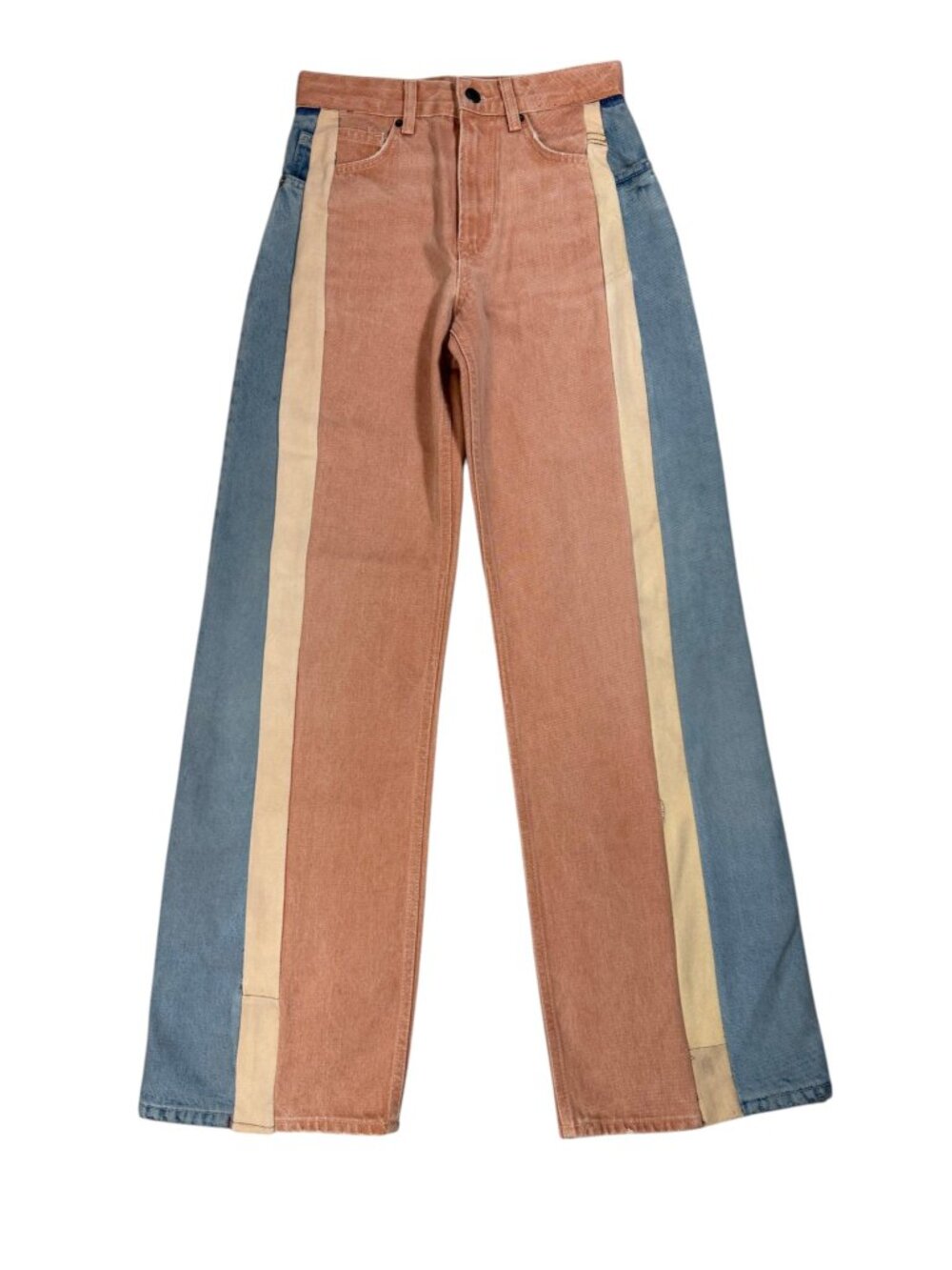 Custom Reworked Panel Denim Jeans — Multi-Tone — Wide Leg - Picture 9 of 9